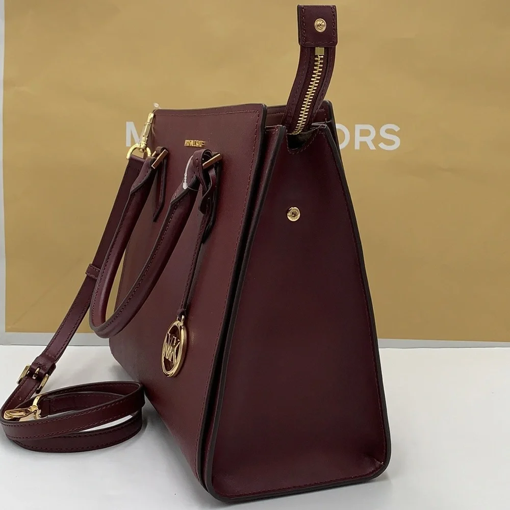 MICHAEL KORS HOPE LARGE SATCHEL MERLOT - Picture 6 of 16